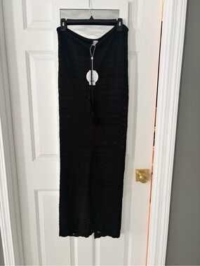 PQ Swim Black Crochet Maxi Swim Coverup Skirt